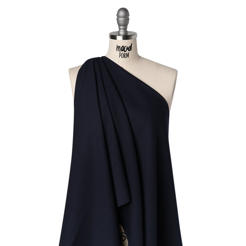 Heavy Wool Twill Suiting by Alexander McQueen - Navy Blue - Designer Deadstock - Drape Heavy Wool Twill Suiting by Alexander McQueen - Navy Blue - Designer Deadstock - Drape