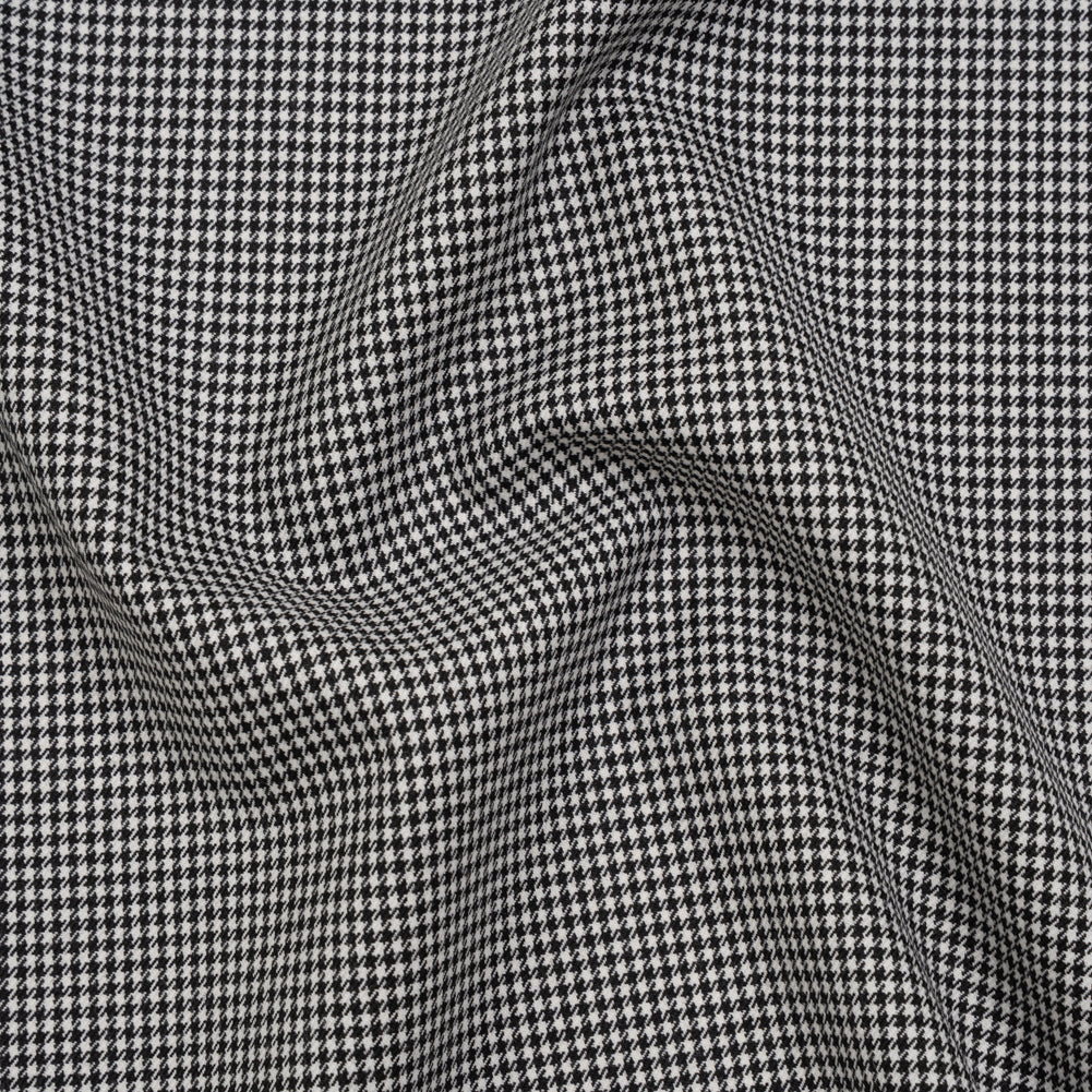 Wool Twill Suiting by Alexander McQueen - Black and White Houndstooth - Designer Deadstock Wool Twill Suiting by Alexander McQueen - Black and White Houndstooth - Designer Deadstock