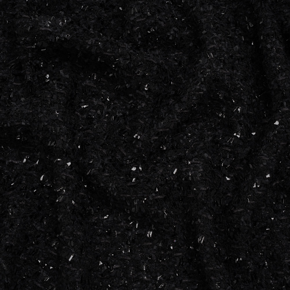 Wool Blend Tweed Boucle by Balenciaga - Black with Metallic Yarns - Designer Deadstock Wool Blend Tweed Boucle by Balenciaga - Black with Metallic Yarns - Designer Deadstock