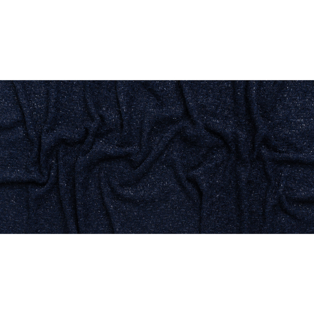 Wool Blend Tweed Boucle by Balenciaga - Navy with Metallic Yarns - Designer Deadstock Full Wool Blend Tweed Boucle by Balenciaga - Navy with Metallic Yarns - Designer Deadstock Full