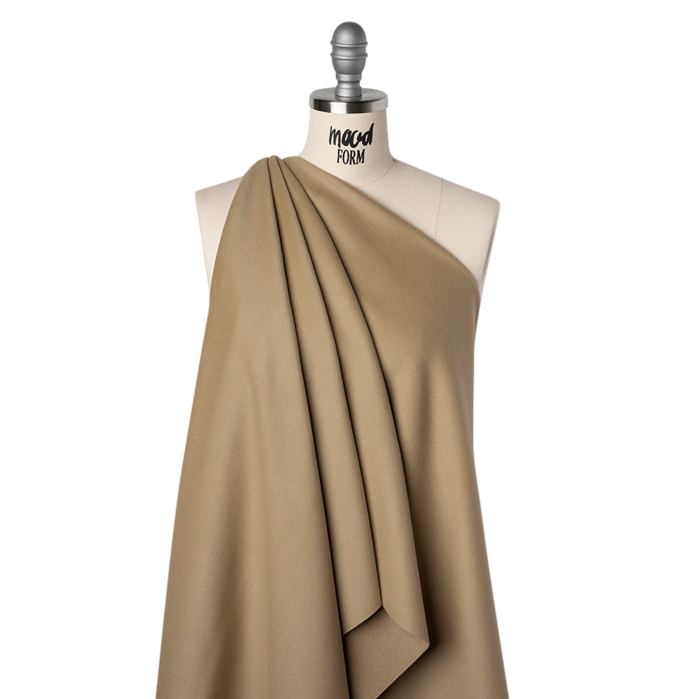 Wool and Cashmere Coating by Alexander McQueen - Camel - Designer Deadstock - Drape Wool and Cashmere Coating by Alexander McQueen - Camel - Designer Deadstock - Drape
