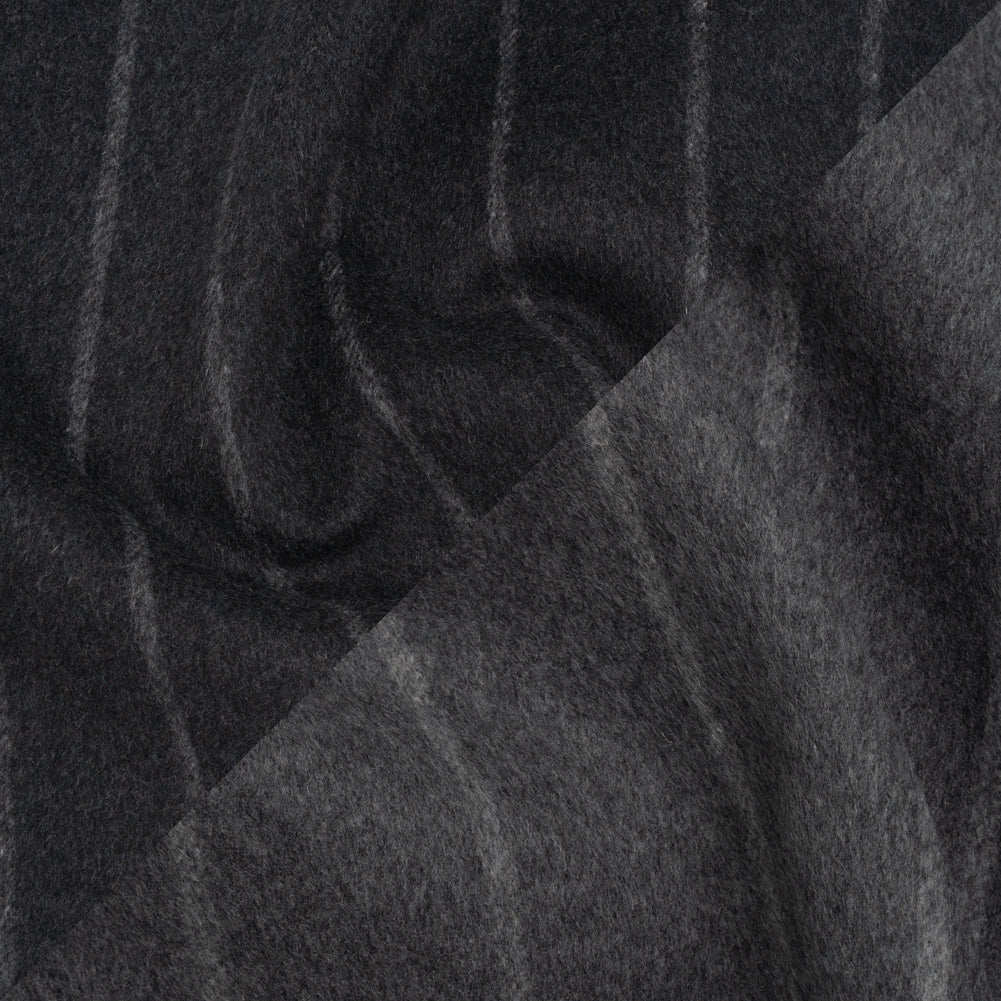 Brushed Wool Double Cloth Coating - Gray and Black Chalk Stripes - Deadstock Brushed Wool Double Cloth Coating - Gray and Black Chalk Stripes - Deadstock