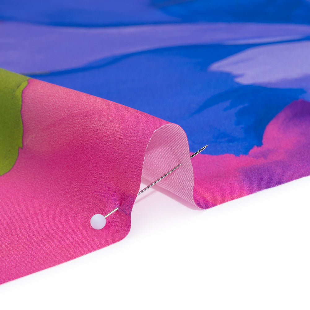 Silk Charmeuse Print 16MM, Made in Italy - Pink, Blue and Green Painterly Flowers - Full - Image 4 of 6 Silk Charmeuse Print 16MM, Made in Italy - Pink, Blue and Green Painterly Flowers - Full - Image 4 of 6
