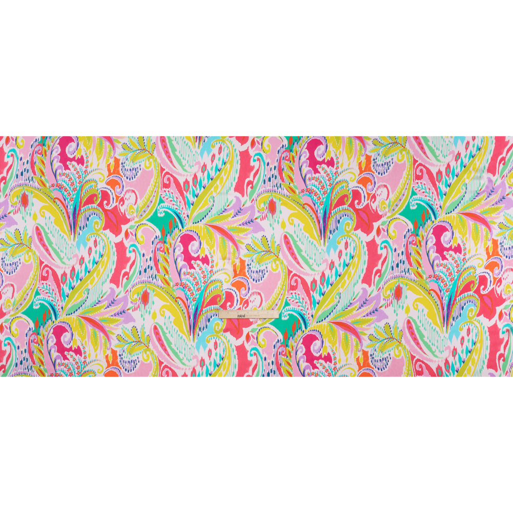 Silk Charmeuse Print 16MM, Made in Italy - White, Yellow and Purple Painterly Ikat Paisley - Full - Image 5 of 6 Silk Charmeuse Print 16MM, Made in Italy - White, Yellow and Purple Painterly Ikat Paisley - Full - Image 5 of 6