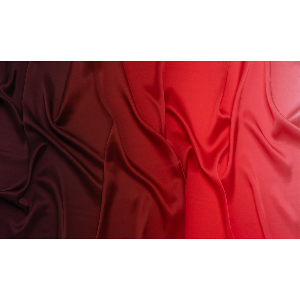 Silk Charmeuse Print 16MM, Made in Italy - Burgundy, Red and Pink Ombre Silk Charmeuse Print 16MM, Made in Italy - Burgundy, Red and Pink Ombre