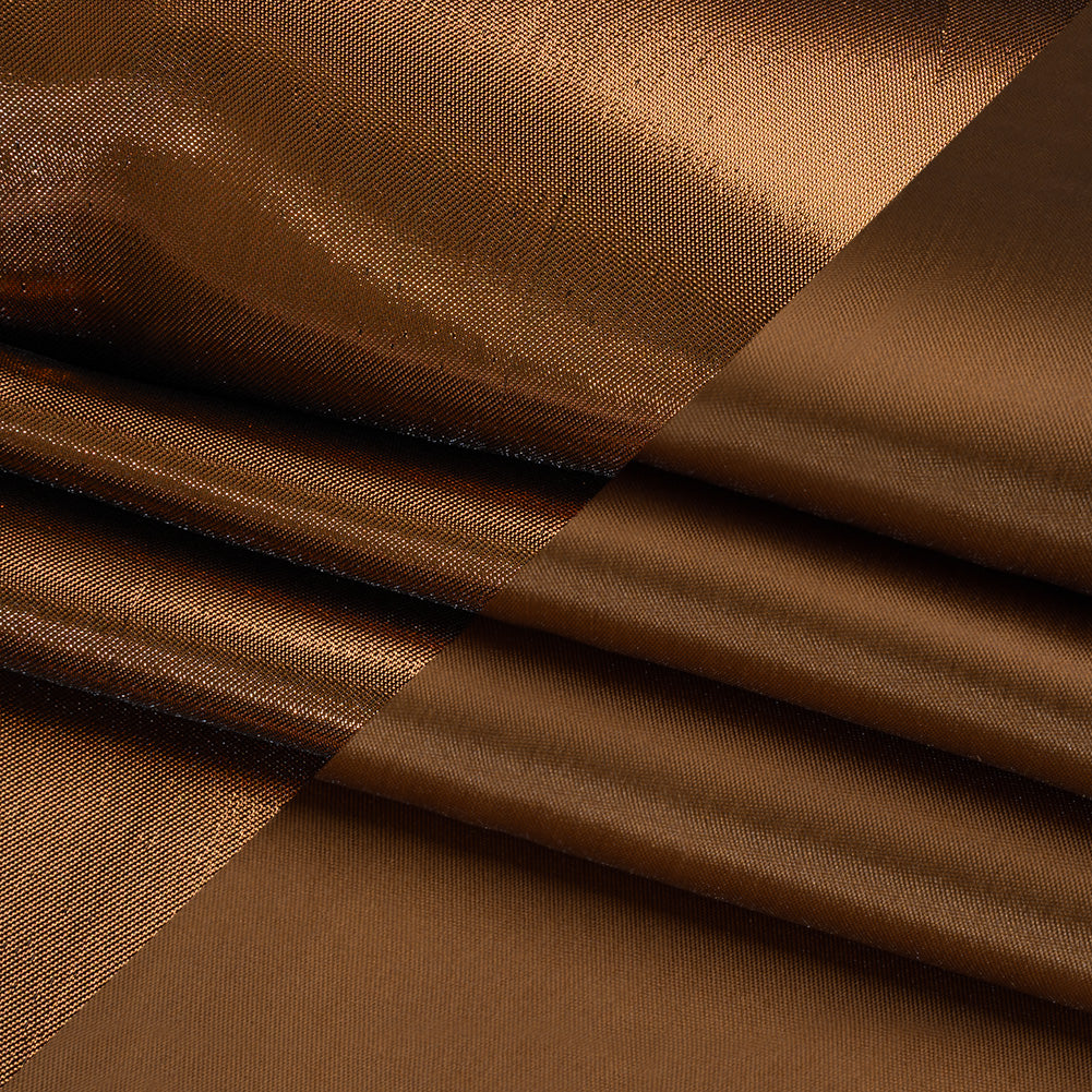 Double Faced Lame Mikado - Chocolate Brown - Sara Collection - Folded Double Faced Lame Mikado - Chocolate Brown - Sara Collection - Folded