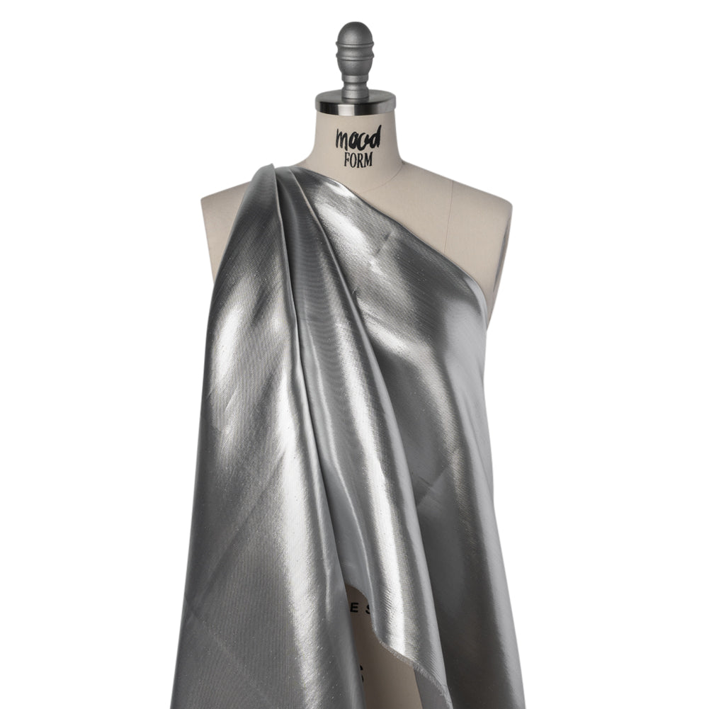 Double Faced Lame Mikado - Silver - Sara Collection Drape Double Faced Lame Mikado - Silver - Sara Collection Drape