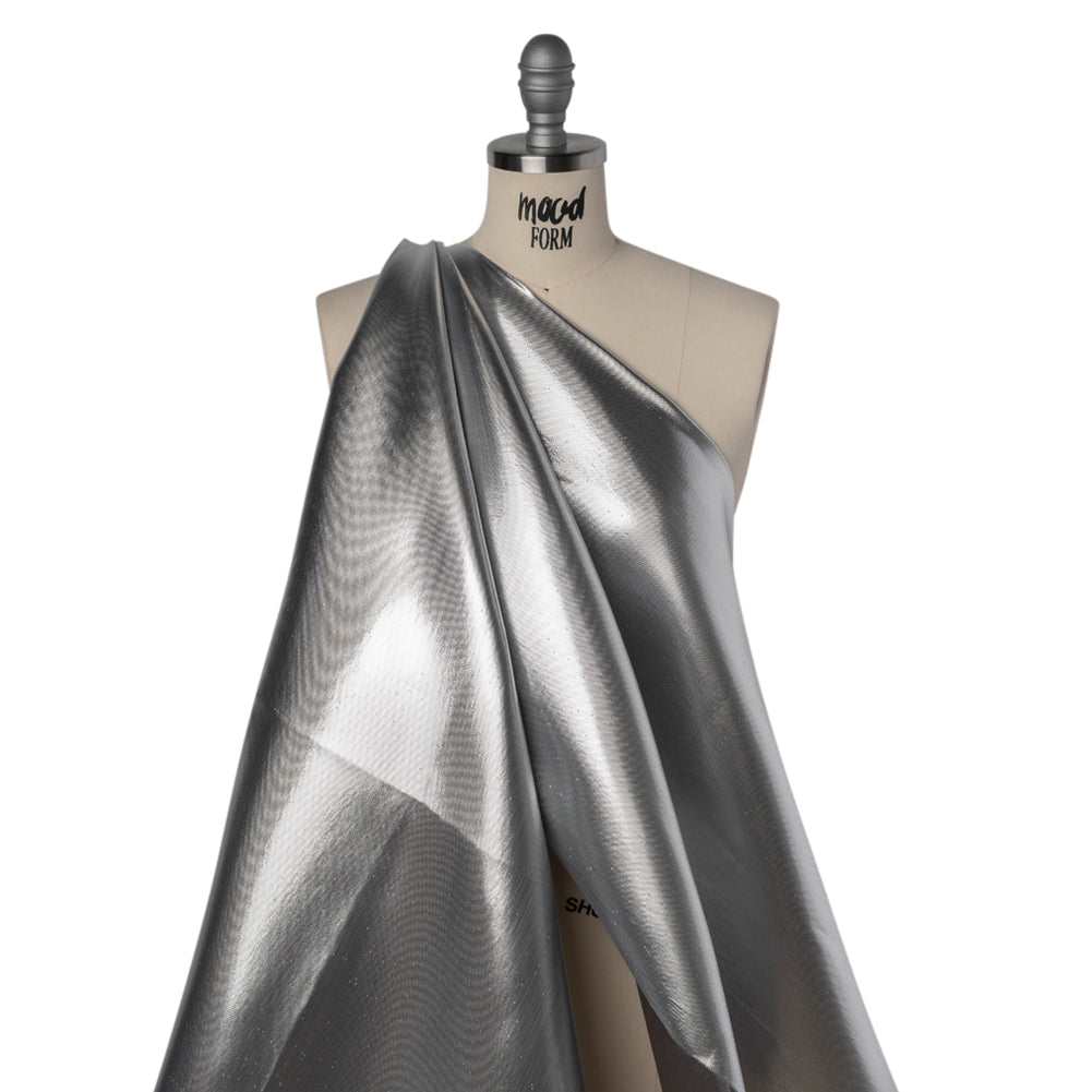 Double Faced Lame Mikado - Dark Gray - Sara Collection Drape Double Faced Lame Mikado - Dark Gray - Sara Collection Drape