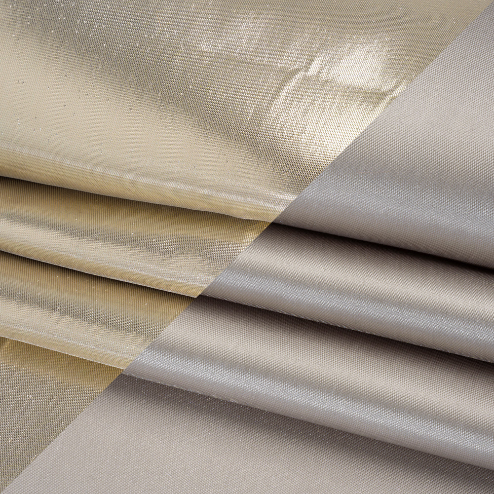 Double Faced Lame Mikado - Warm Gray - Sara Collection - Folded Double Faced Lame Mikado - Warm Gray - Sara Collection - Folded