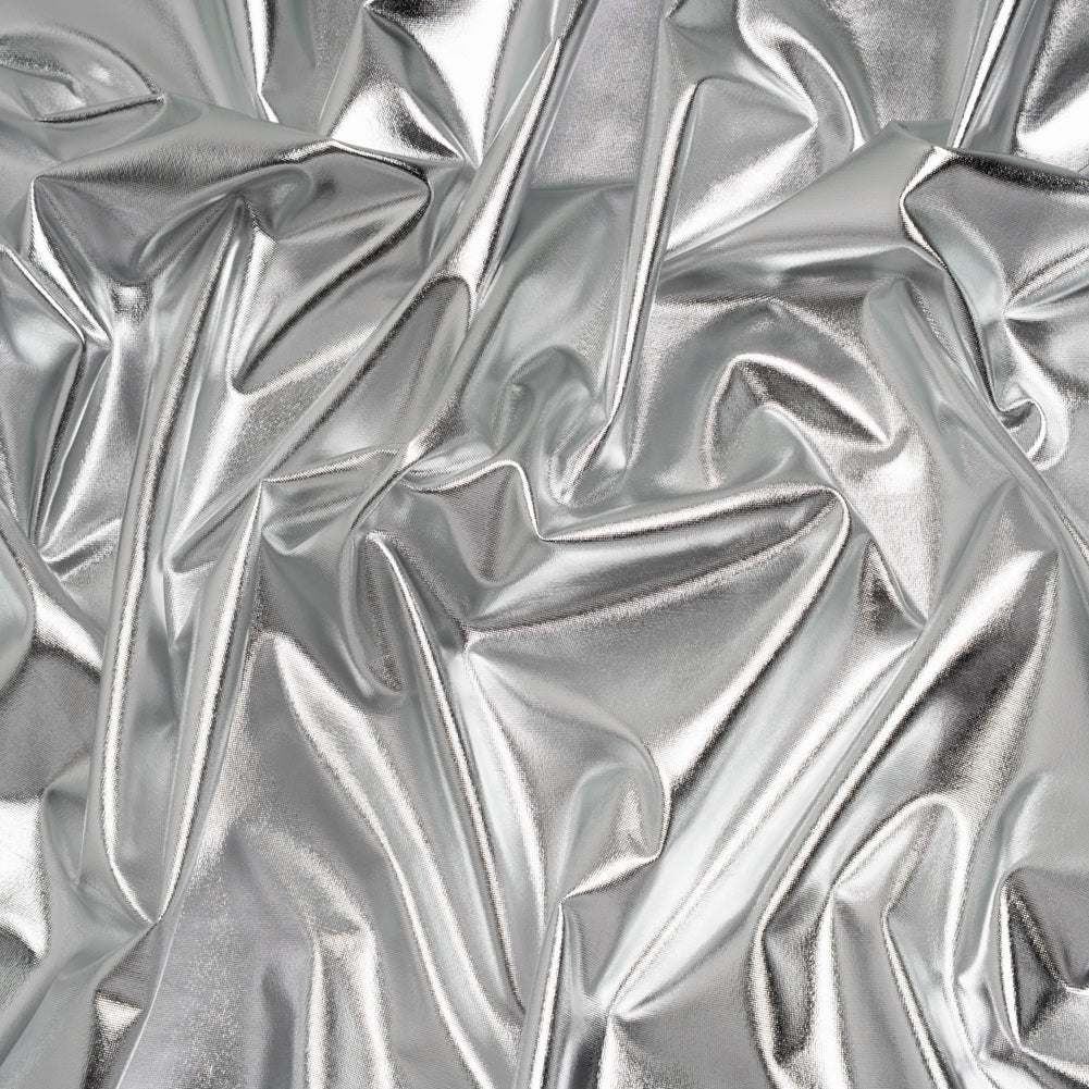 Metallic Foiled Polyester Jersey Knit - Silver - Amalthea Collection Metallic Foiled Polyester Jersey Knit - Silver - Amalthea Collection