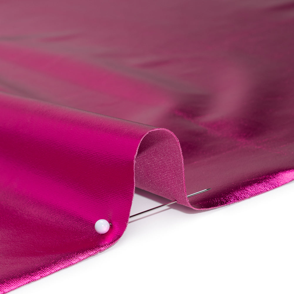 Metallic Foiled Polyester Jersey Knit - Fuchsia - Amalthea Collection - Detail Metallic Foiled Polyester Jersey Knit - Fuchsia - Amalthea Collection - Detail
