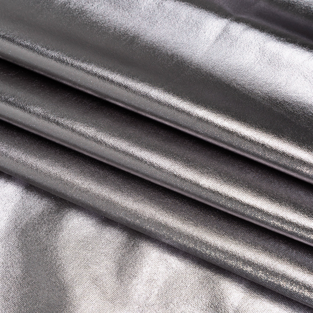 Metallic Foiled Polyester Jersey Knit - Gunmetal - Amalthea Collection Metallic Foiled Polyester Jersey Knit - Gunmetal - Amalthea Collection