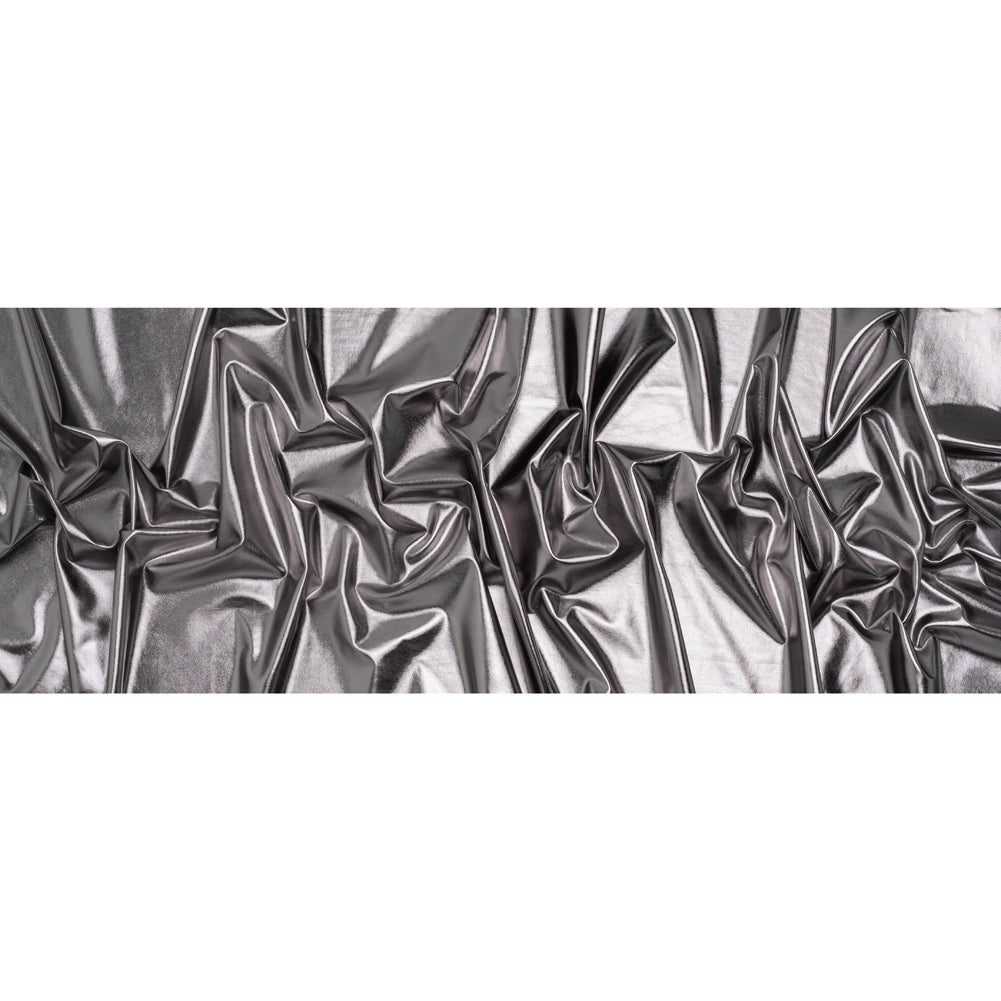 Metallic Foiled Polyester Jersey Knit - Gunmetal - Amalthea Collection Metallic Foiled Polyester Jersey Knit - Gunmetal - Amalthea Collection