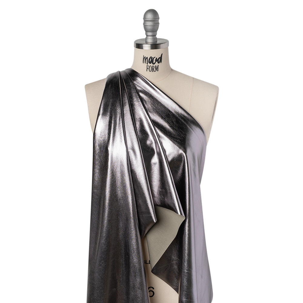 Metallic Foiled Polyester Jersey Knit - Gunmetal - Amalthea Collection Metallic Foiled Polyester Jersey Knit - Gunmetal - Amalthea Collection