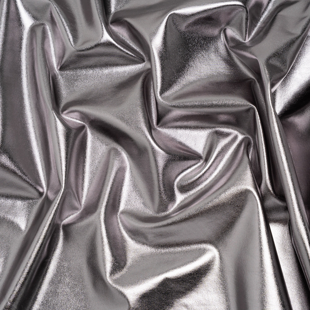 Metallic Foiled Polyester Jersey Knit - Gunmetal - Amalthea Collection Metallic Foiled Polyester Jersey Knit - Gunmetal - Amalthea Collection