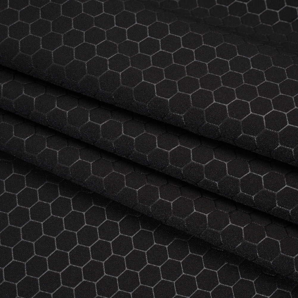 Yaya Han Stretch Scuba Knit - Black Hexagons - Cosplay Collection Yaya Han Stretch Scuba Knit - Black Hexagons - Cosplay Collection