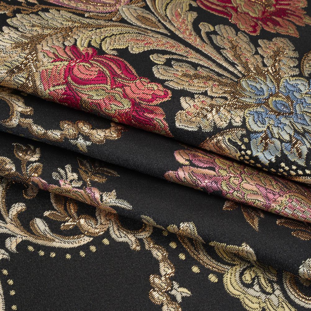 Yaya Han Metallic Polyester Brocade - Black, Red and Sage Green Floral Damask - Cosplay Collection Yaya Han Metallic Polyester Brocade - Black, Red and Sage Green Floral Damask - Cosplay Collection