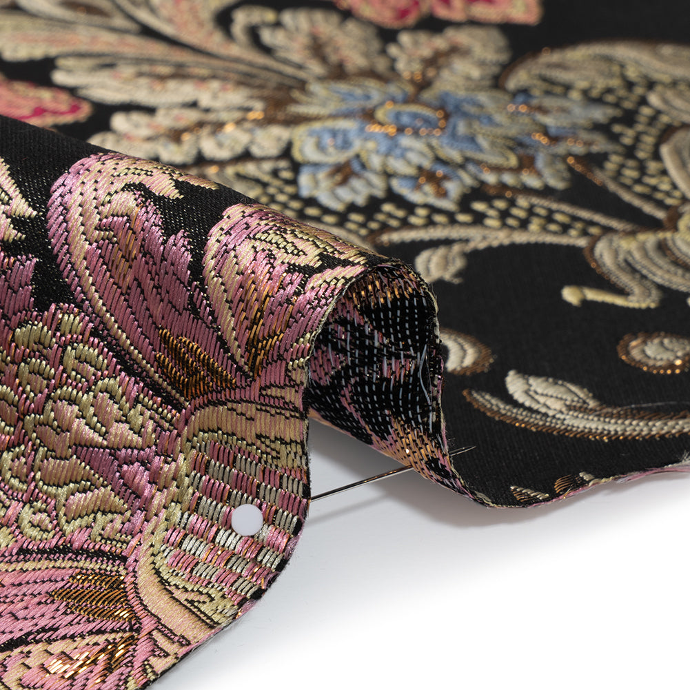 Yaya Han Metallic Polyester Brocade - Black, Red and Sage Green Floral Damask - Cosplay Collection Yaya Han Metallic Polyester Brocade - Black, Red and Sage Green Floral Damask - Cosplay Collection