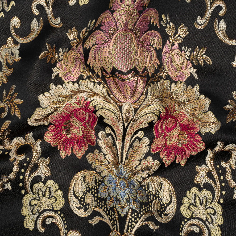 Yaya Han Metallic Polyester Brocade - Black, Red and Sage Green Floral Damask - Cosplay Collection Yaya Han Metallic Polyester Brocade - Black, Red and Sage Green Floral Damask - Cosplay Collection