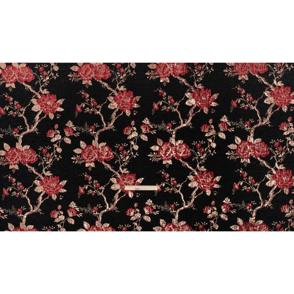 Yaya Han Metallic Chenille Brocade - Black, Red and Gold Floral - Cosplay Collection Yaya Han Metallic Chenille Brocade - Black, Red and Gold Floral - Cosplay Collection