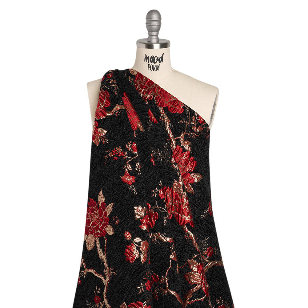 Yaya Han Metallic Chenille Brocade - Black, Red and Gold Floral - Cosplay Collection Yaya Han Metallic Chenille Brocade - Black, Red and Gold Floral - Cosplay Collection