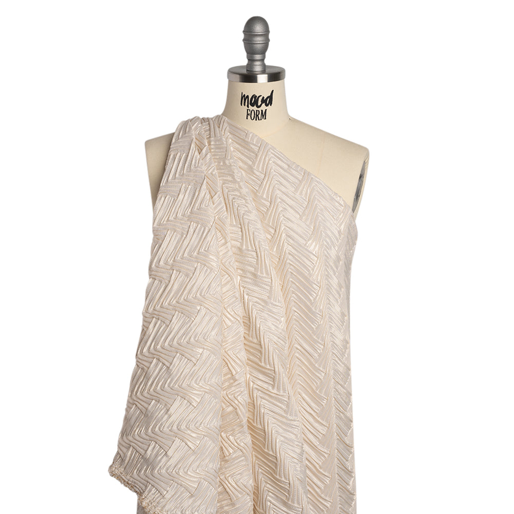 Yaya Han Puckered Novelty Woven - Cream and Gold Geometric Diagonal Stripes - Cosplay Collection - Drape Yaya Han Puckered Novelty Woven - Cream and Gold Geometric Diagonal Stripes - Cosplay Collection - Drape