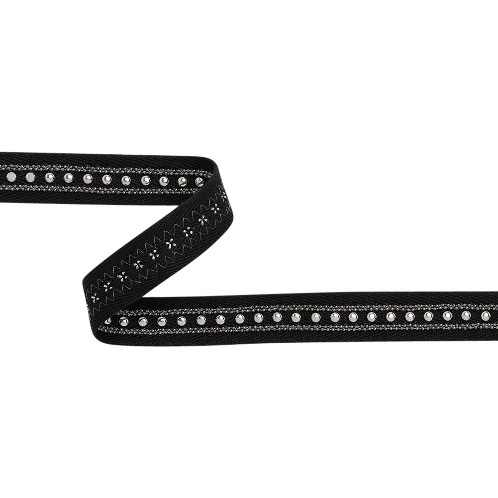 Yaya Han Twill Tape with Studs and Chains - Gothic Silver and Black, 0.75" - Cosplay Collection Yaya Han Twill Tape with Studs and Chains - Gothic Silver and Black, 0.75" - Cosplay Collection