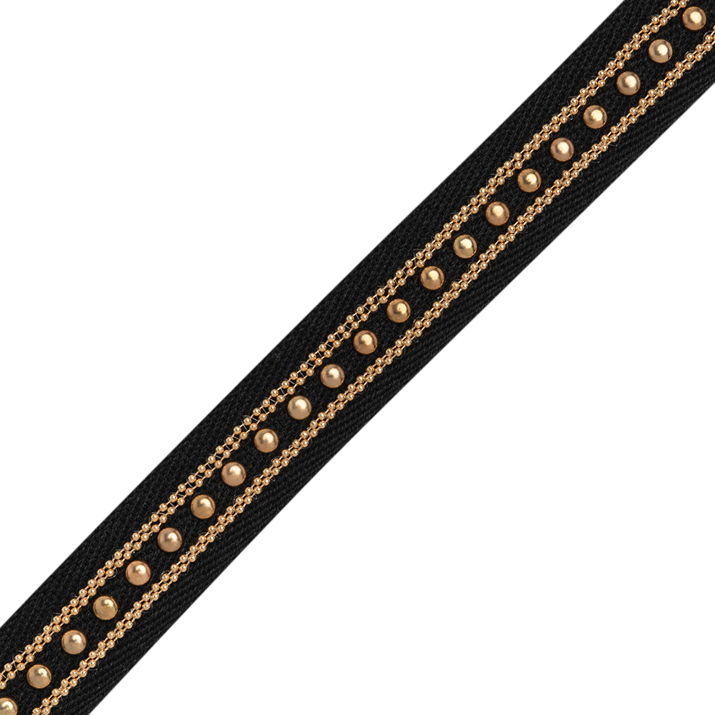 Yaya Han Twill Tape with Studs and Chains - Gothic Gold and Black, 0.75" - Cosplay Collection - Folded Yaya Han Twill Tape with Studs and Chains - Gothic Gold and Black, 0.75" - Cosplay Collection - Folded