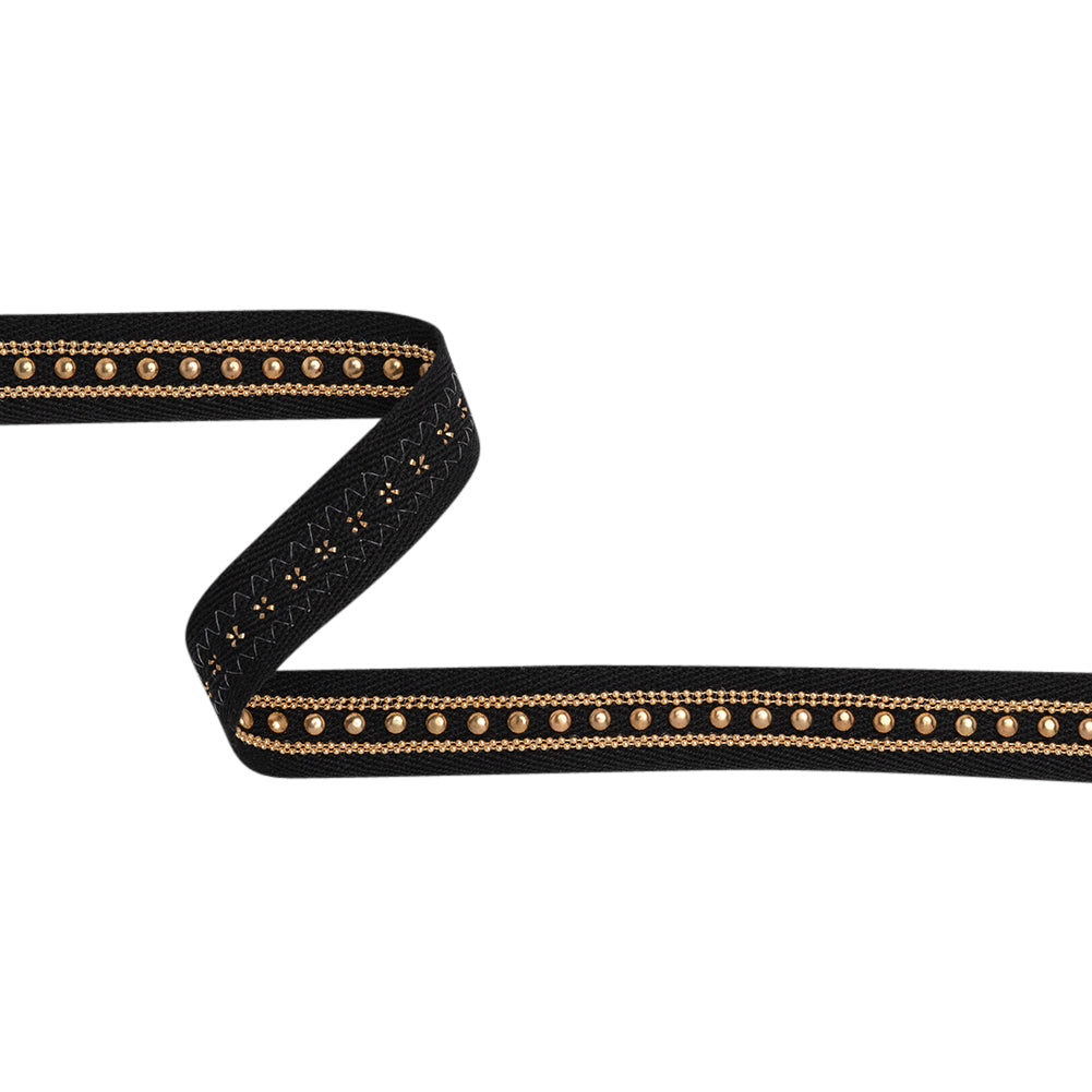 Yaya Han Twill Tape with Studs and Chains - Gothic Gold and Black, 0.75" - Cosplay Collection Yaya Han Twill Tape with Studs and Chains - Gothic Gold and Black, 0.75" - Cosplay Collection