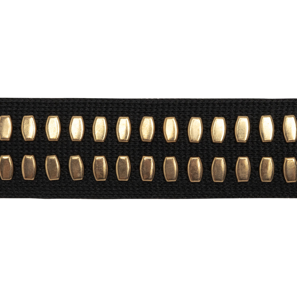 Yaya Han Studded Woven Trim - Hamburg Punk Gold and Black Faux Zipper, 0.75" - Cosplay Collection Yaya Han Studded Woven Trim - Hamburg Punk Gold and Black Faux Zipper, 0.75" - Cosplay Collection