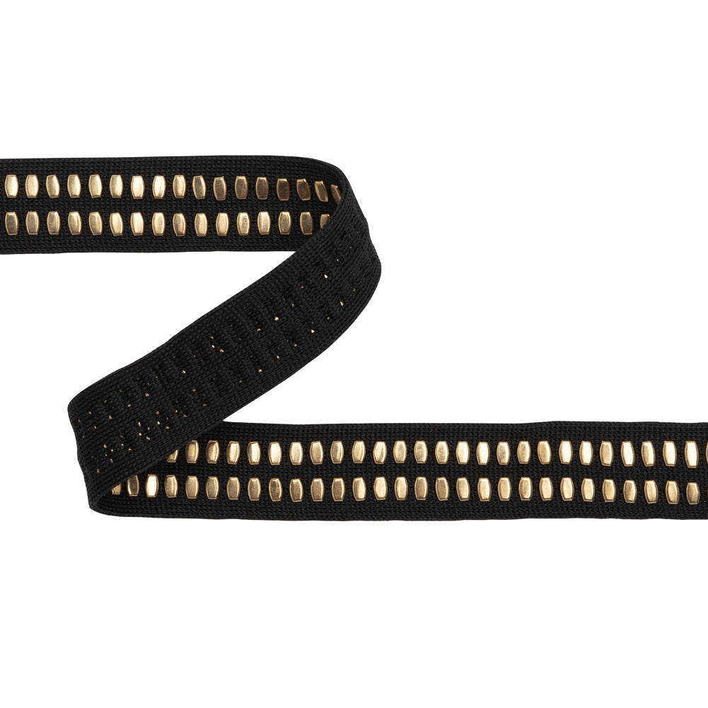 Yaya Han Studded Woven Trim - Hamburg Punk Gold and Black Faux Zipper, 0.75" - Cosplay Collection Yaya Han Studded Woven Trim - Hamburg Punk Gold and Black Faux Zipper, 0.75" - Cosplay Collection