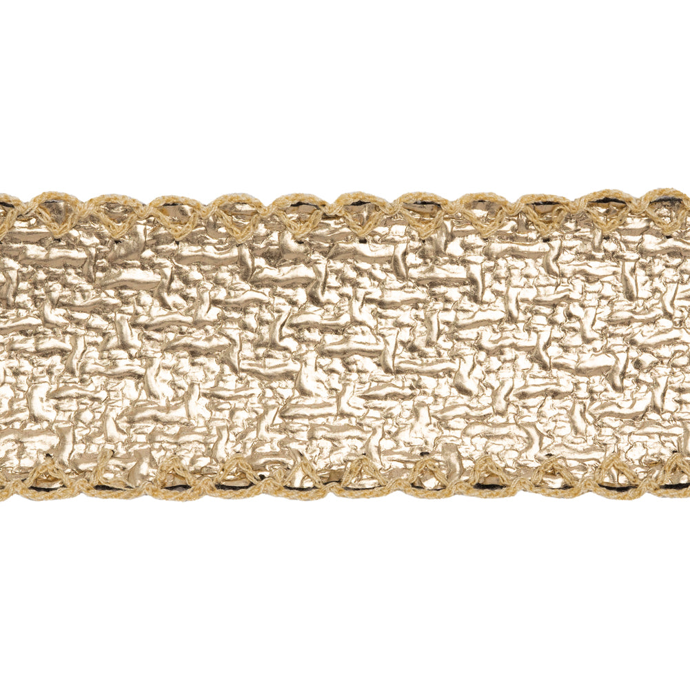 Yaya Han Metallic Coated Woven Trim with Stitched Scalloped Edges - Gold and Black Textured, 1.75" - Cosplay Collection - Folded Yaya Han Metallic Coated Woven Trim with Stitched Scalloped Edges - Gold and Black Textured, 1.75" - Cosplay Collection - Folded