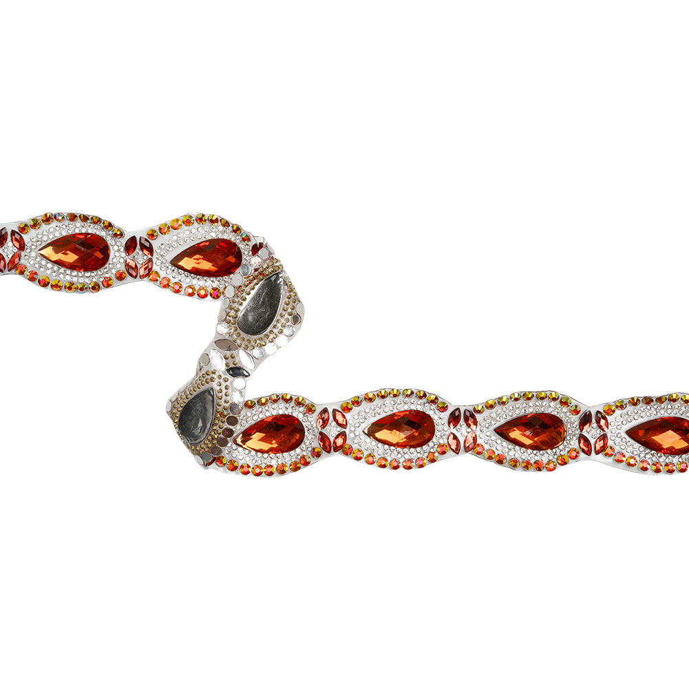 Yaya Han Iron-On Princess Crystal Rhinestone Trim - Iridescent Red Outlined Teardrops, 1.375" - Cosplay Collection Yaya Han Iron-On Princess Crystal Rhinestone Trim - Iridescent Red Outlined Teardrops, 1.375" - Cosplay Collection