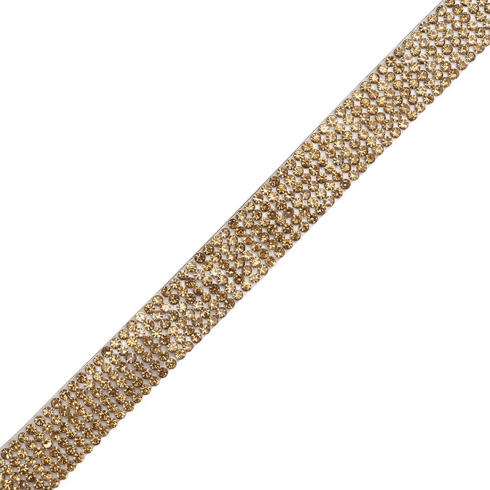 Yaya Han Iron-On Rhinestone Trim - 6-Row Gold, 0.5" - Cosplay Collection - Folded Yaya Han Iron-On Rhinestone Trim - 6-Row Gold, 0.5" - Cosplay Collection - Folded