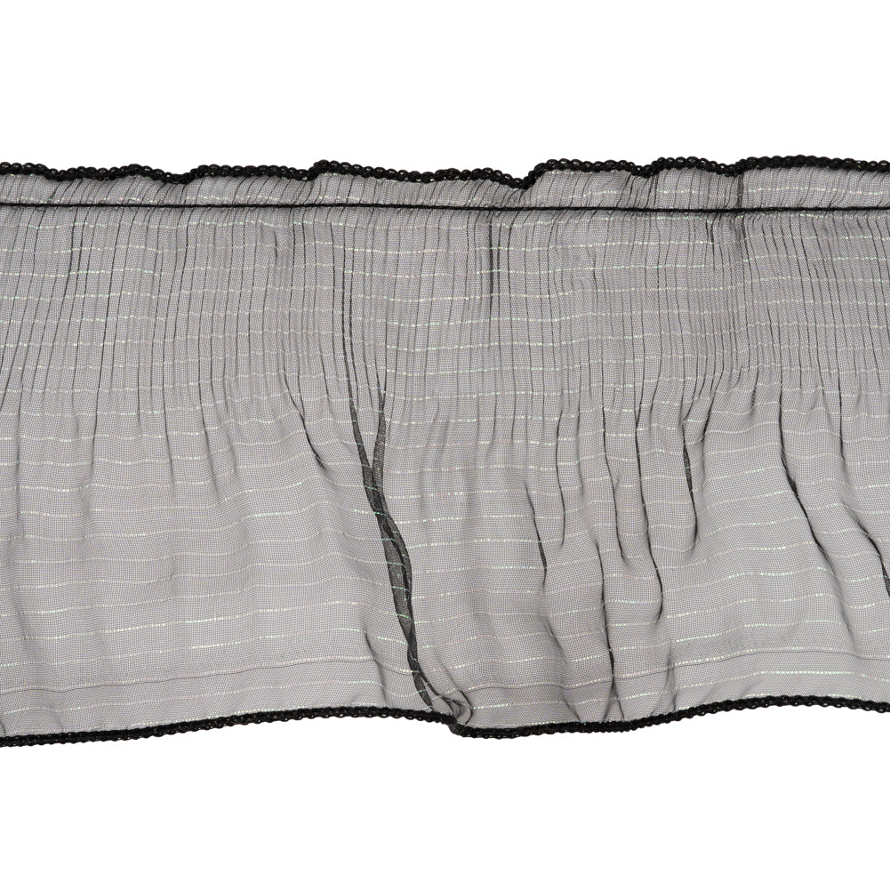 Yaya Han Pleated Ruffle Organza Trim - Mermaid Black and Iridescent Stripes, 5" - Cosplay Collection Yaya Han Pleated Ruffle Organza Trim - Mermaid Black and Iridescent Stripes, 5" - Cosplay Collection