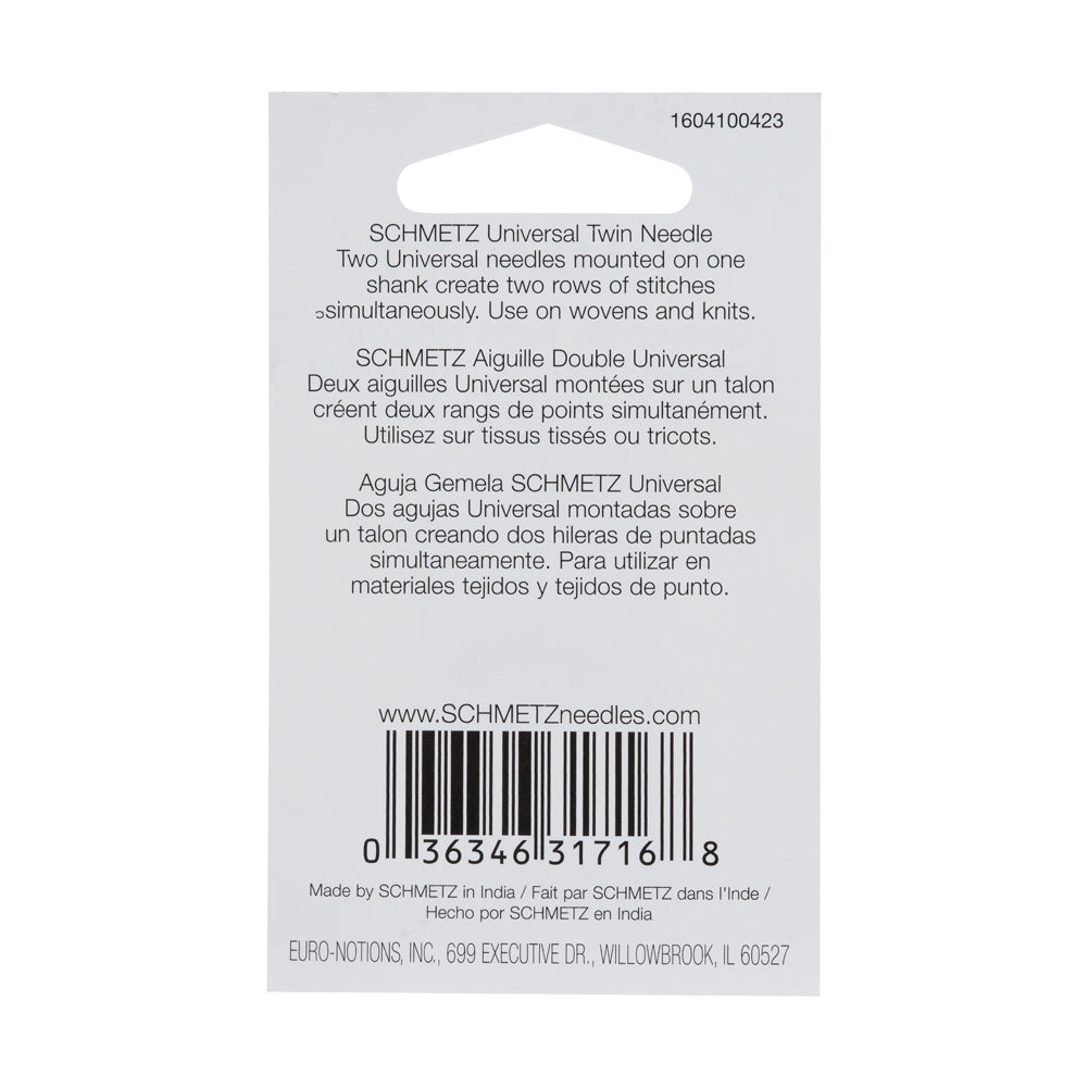 Schmetz Universal Twin Machine Needle - 2.0/80 - 1 ct - Detail Schmetz Universal Twin Machine Needle - 2.0/80 - 1 ct - Detail