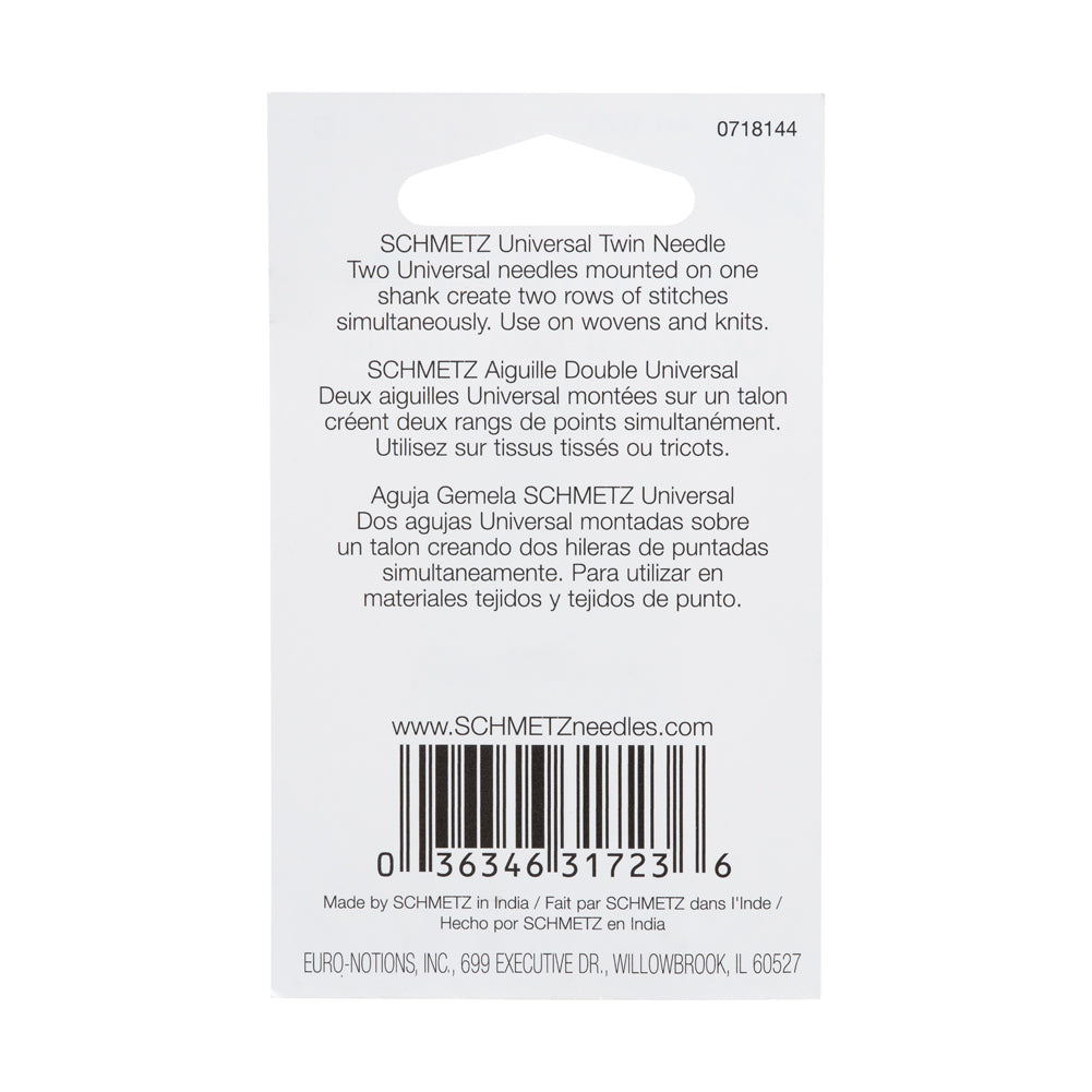 Schmetz Universal Twin Machine Needle - 2.5/80 - 1 ct - Detail Schmetz Universal Twin Machine Needle - 2.5/80 - 1 ct - Detail