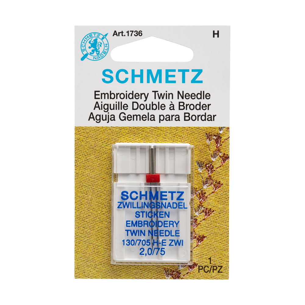 Schmetz Double Embroidery Twin Machine Needle - 2.0/75 - 1 ct Schmetz Double Embroidery Twin Machine Needle - 2.0/75 - 1 ct