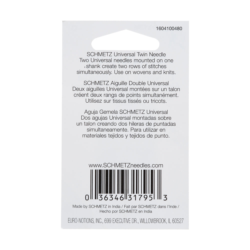 Schmetz Universal Twin Machine Needle - 4.0/90 - 1 ct - Detail Schmetz Universal Twin Machine Needle - 4.0/90 - 1 ct - Detail