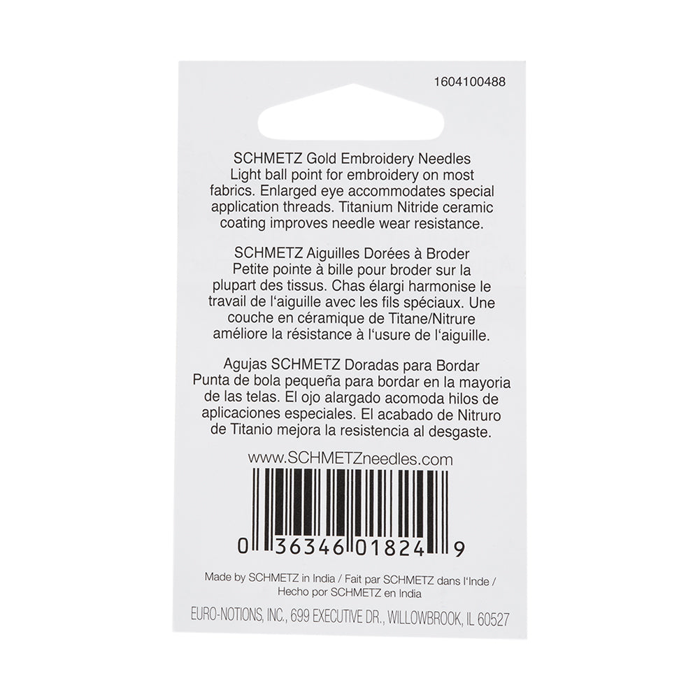 Schmetz Gold Embroidery Machine Needles - 75/11 - 5 ct Schmetz Gold Embroidery Machine Needles - 75/11 - 5 ct