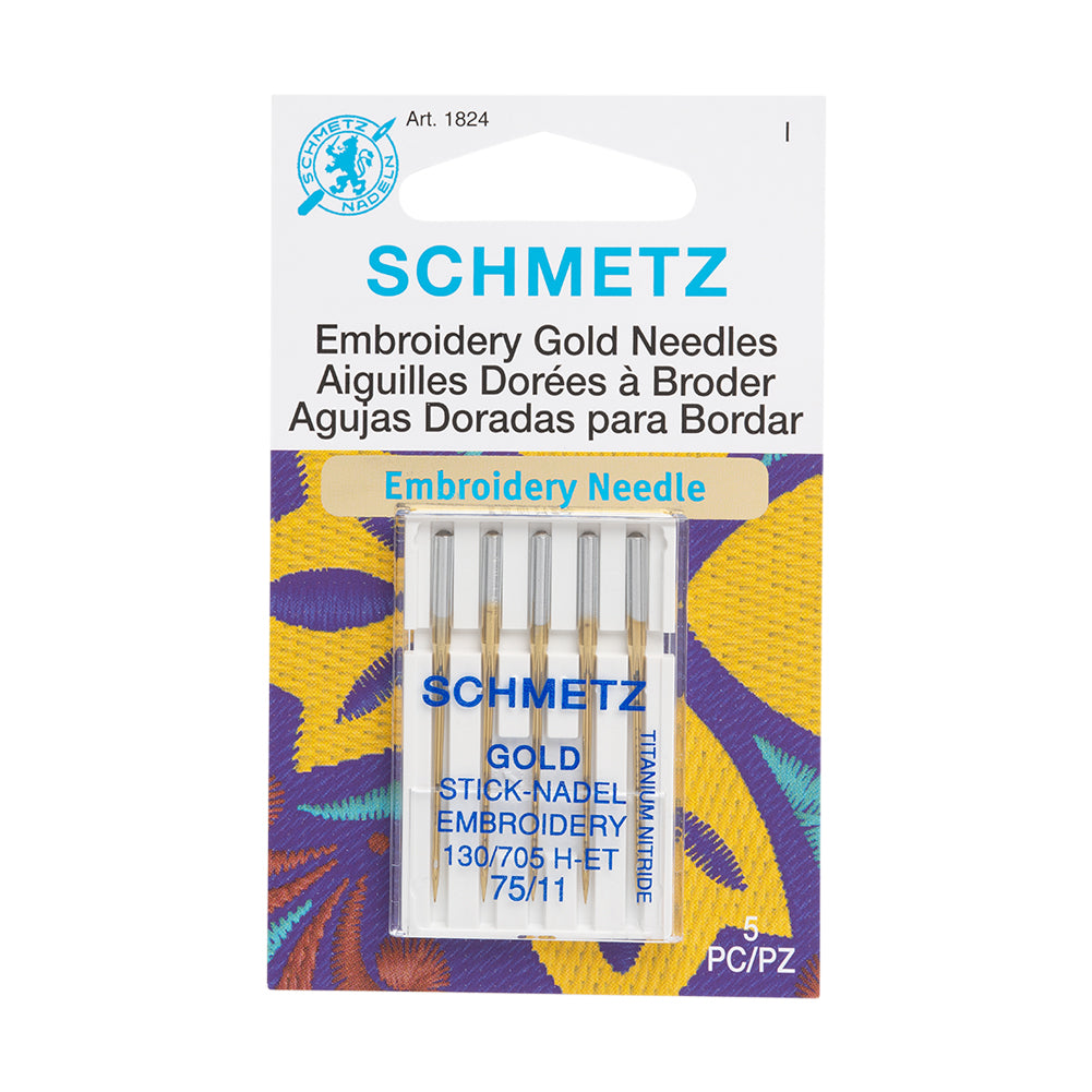 Schmetz Gold Embroidery Machine Needles - 75/11 - 5 ct Schmetz Gold Embroidery Machine Needles - 75/11 - 5 ct