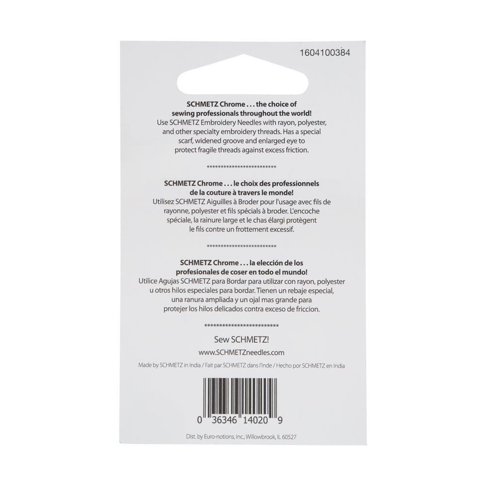 Schmetz Chrome Embroidery Machine Needles - 90/14 - 5 ct Schmetz Chrome Embroidery Machine Needles - 90/14 - 5 ct