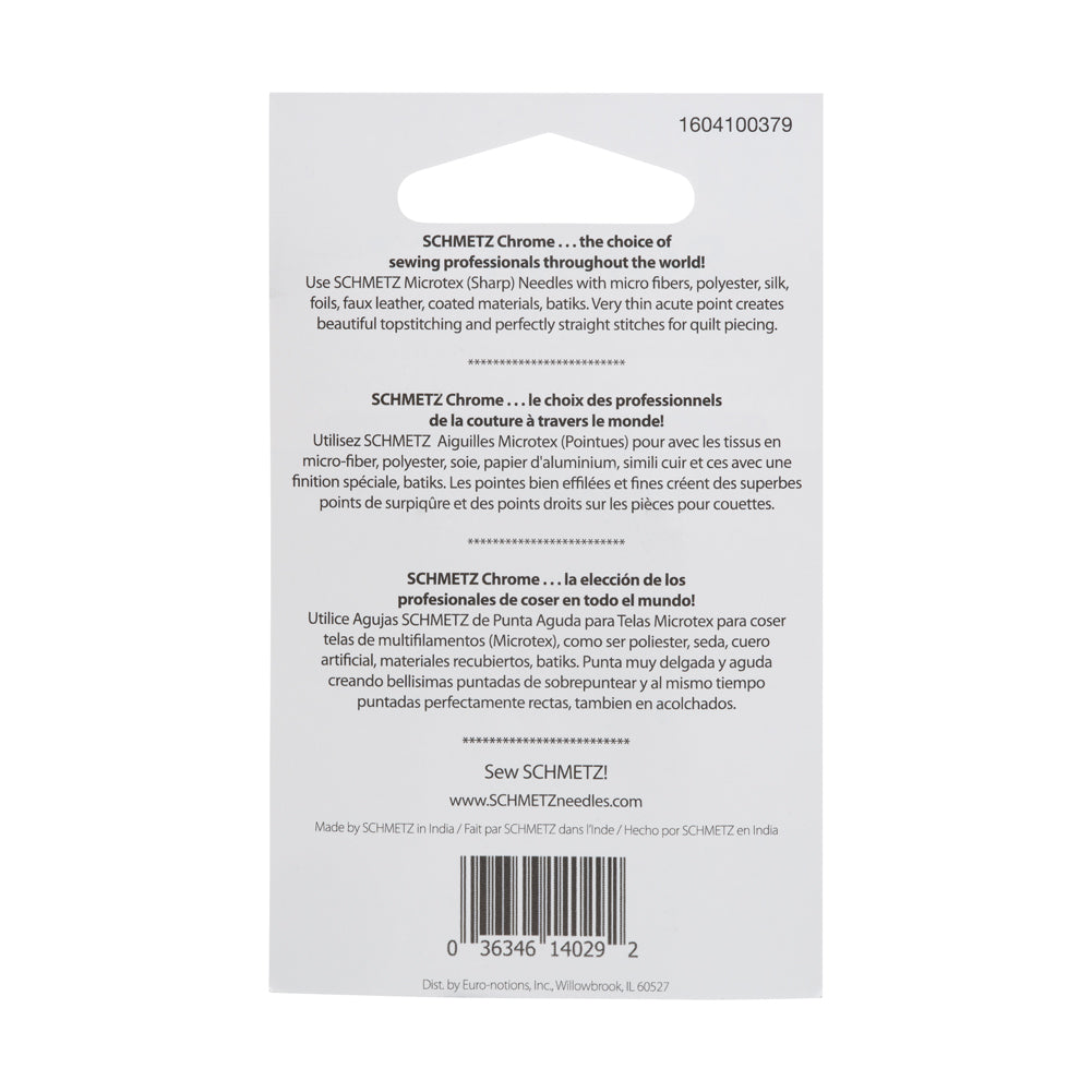 Schmetz Chrome Microtex Sharp Machine Needles - 70/10 - 5 ct Schmetz Chrome Microtex Sharp Machine Needles - 70/10 - 5 ct