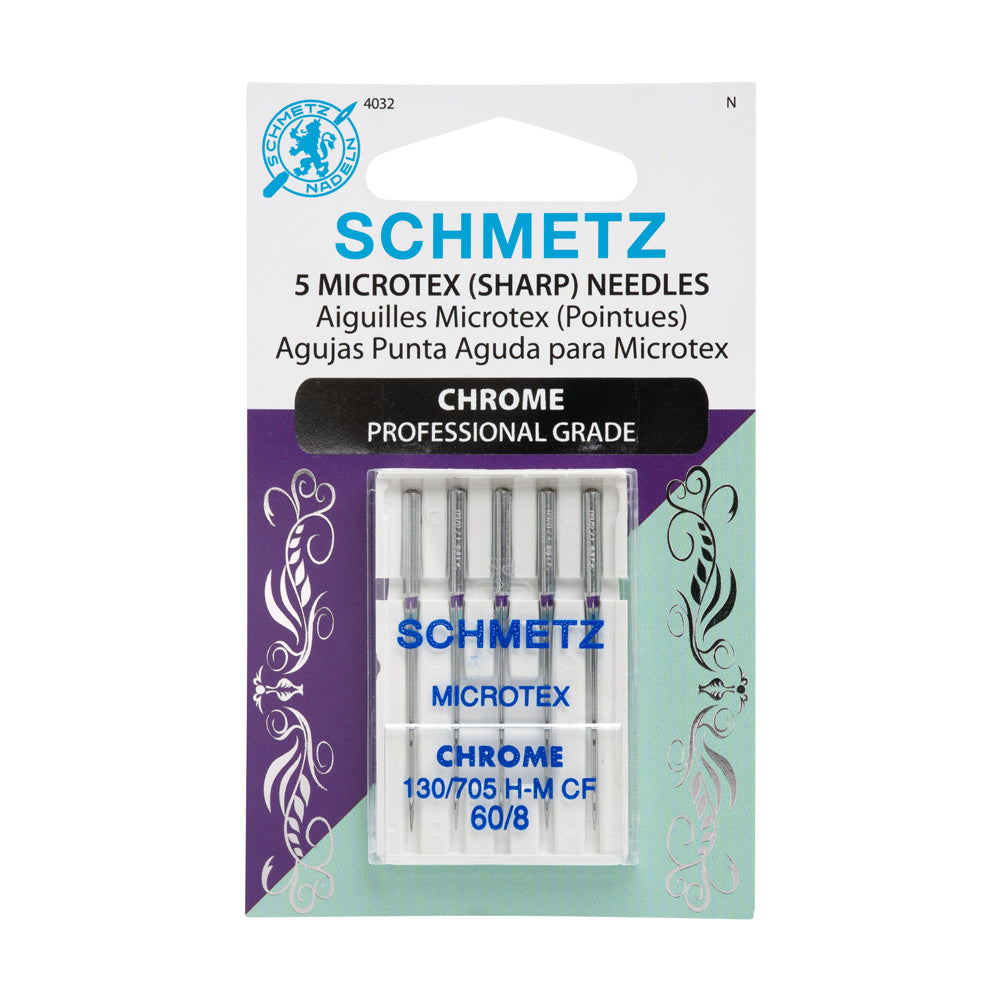 Schmetz Chrome Microtex Sharp Machine Needles - 60/8 - 5 ct Schmetz Chrome Microtex Sharp Machine Needles - 60/8 - 5 ct