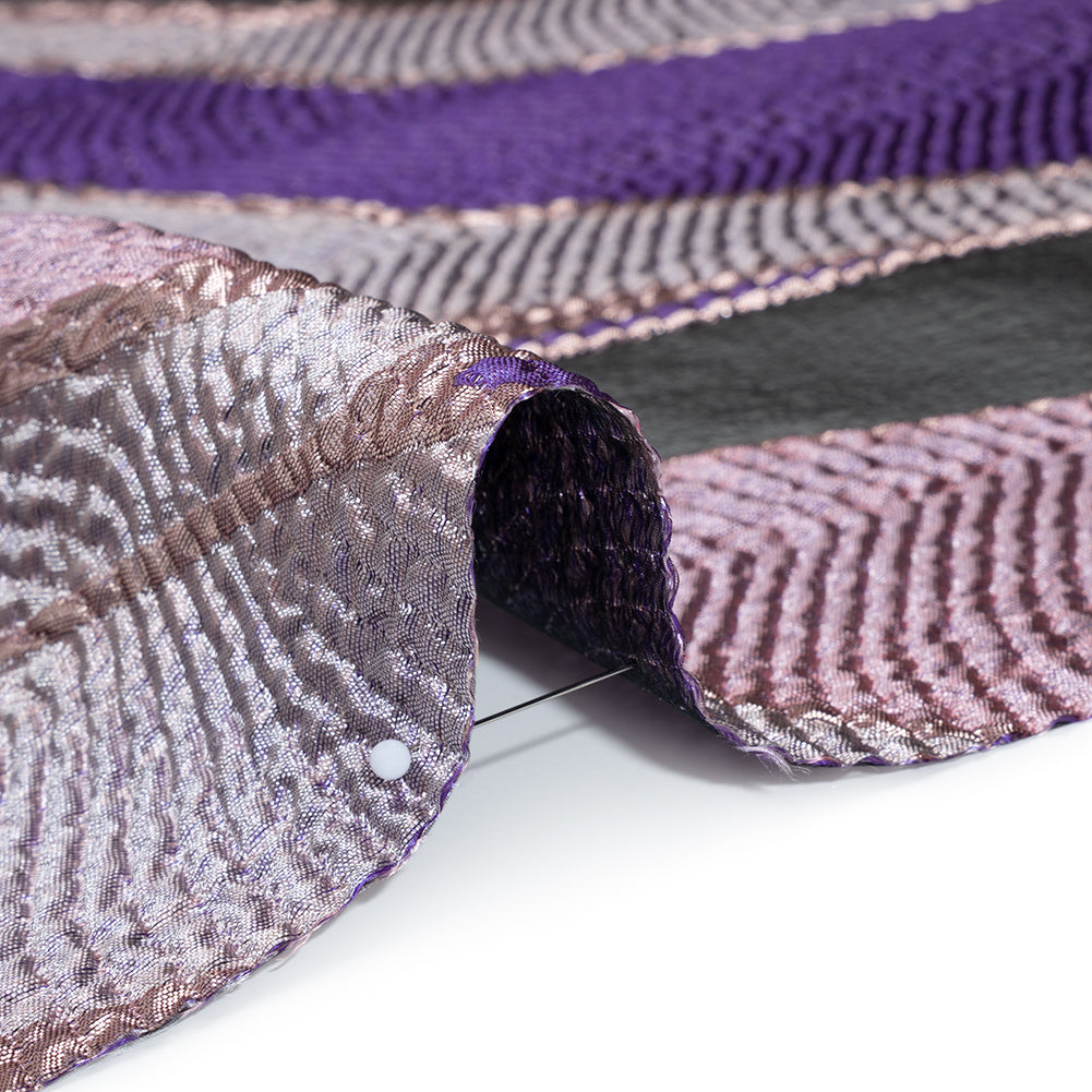 Metallic Rayon and Polyester Burnout Brocade - Orchid, Purple and Rose Gold Soft Geometric Abstract Metallic Rayon and Polyester Burnout Brocade - Orchid, Purple and Rose Gold Soft Geometric Abstract