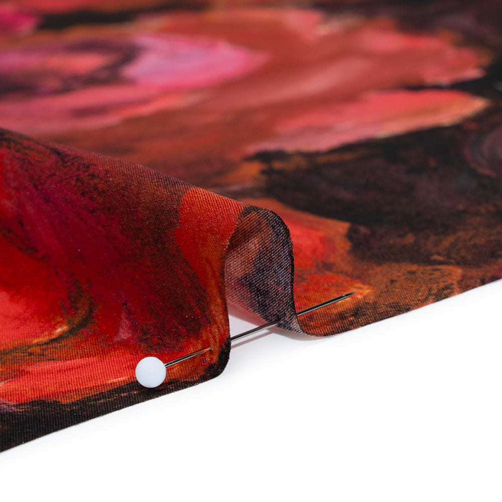 Silk Charmeuse Print 16MM, Made in Italy - Red, Pink and Brown Painted Roses - Full - Image 4 of 6 Silk Charmeuse Print 16MM, Made in Italy - Red, Pink and Brown Painted Roses - Full - Image 4 of 6