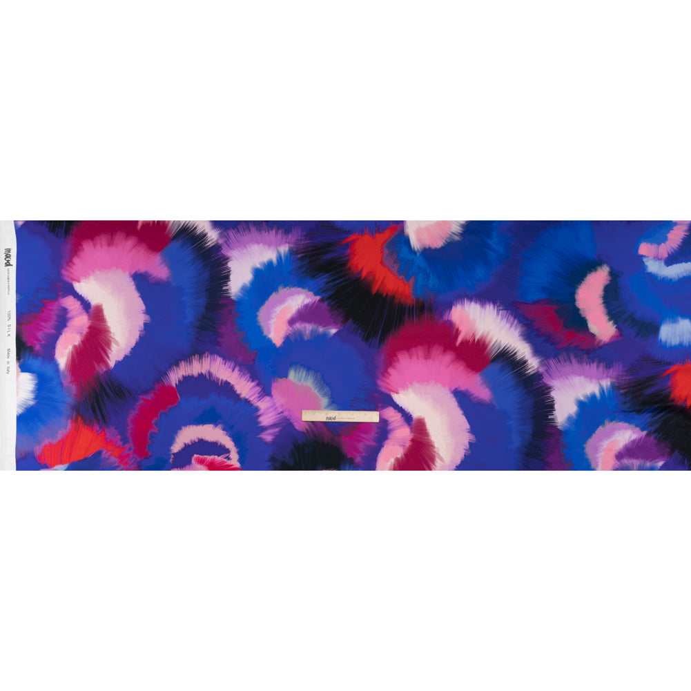 Silk Charmeuse Print 16MM, Made in Italy - Blue, Hot Pink and Red Painted Bursts - Full - Image 5 of 6 Silk Charmeuse Print 16MM, Made in Italy - Blue, Hot Pink and Red Painted Bursts - Full - Image 5 of 6
