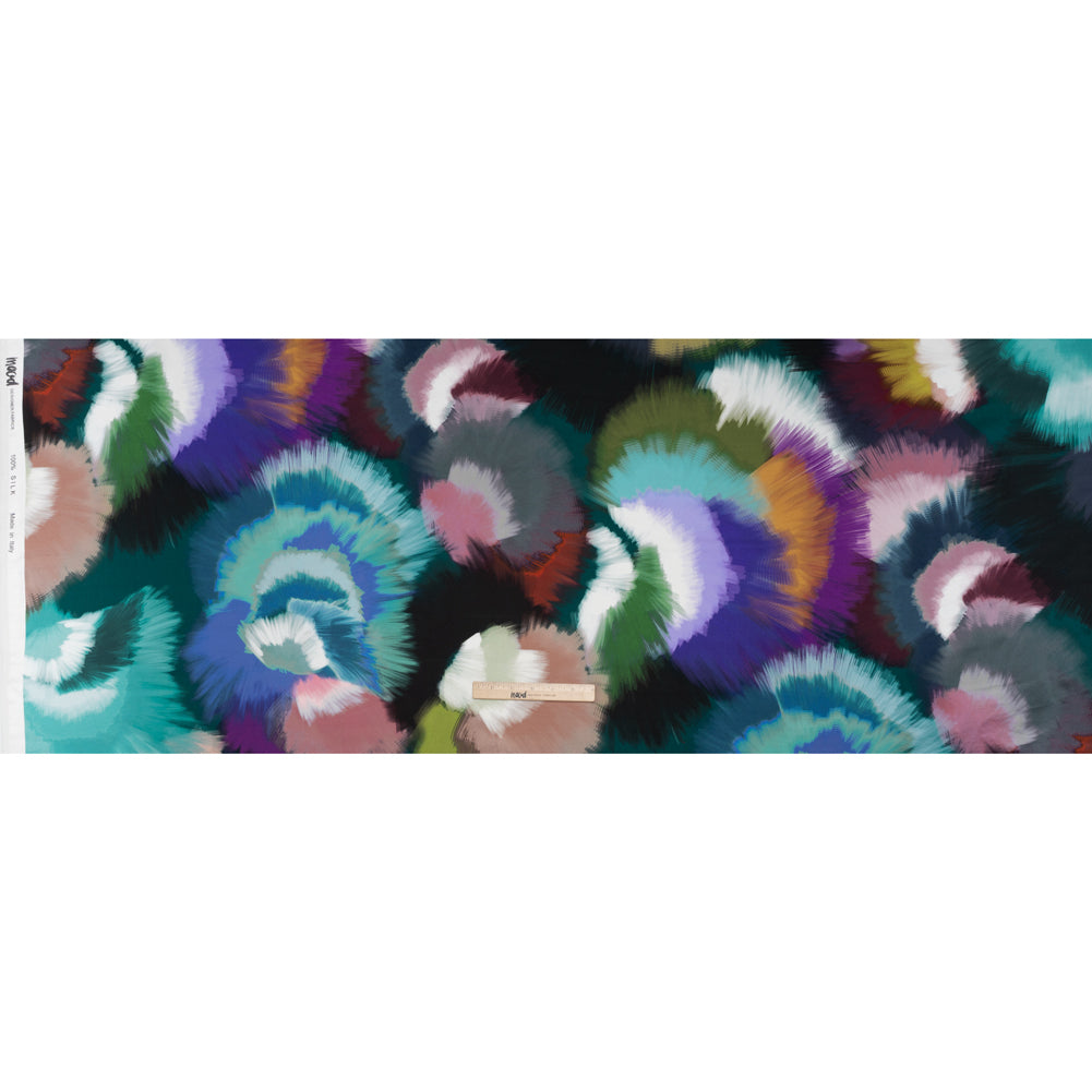 Silk Charmeuse Print 16MM, Made in Italy - Teal, Pink and Blue Painted Bursts - Full - Image 5 of 6 Silk Charmeuse Print 16MM, Made in Italy - Teal, Pink and Blue Painted Bursts - Full - Image 5 of 6