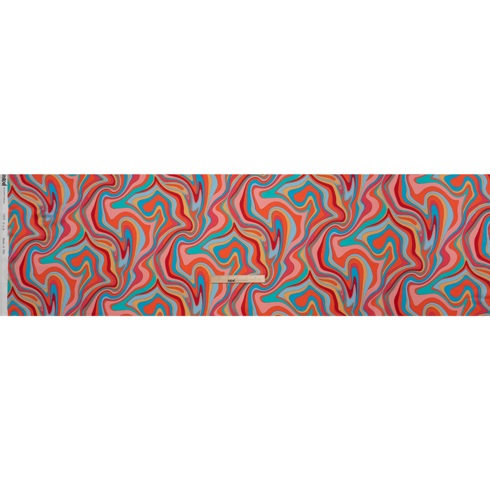 Silk Charmeuse Print 16MM, Made in Italy - Orange, Red and Blue Retro Swirls - Full - Image 5 of 6 Silk Charmeuse Print 16MM, Made in Italy - Orange, Red and Blue Retro Swirls - Full - Image 5 of 6