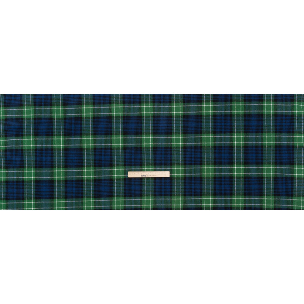 Yarn-Dyed Cotton Twill Flannel - Blue, Green and Black Plaid - Deadstock Full